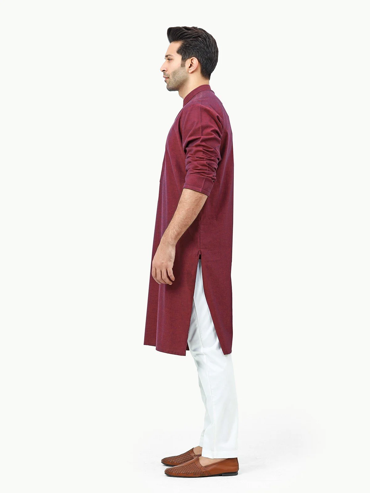 Men's Magenta Kurta - EMTK22-99274 - Image 3