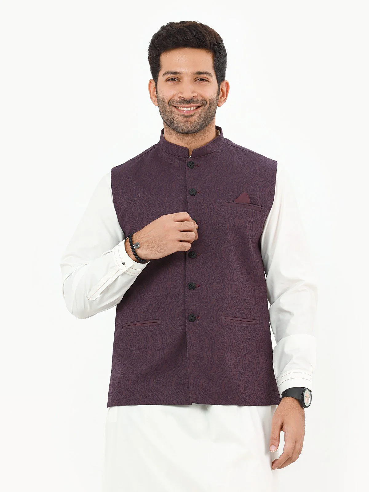 Men's Magenta Waist Coat - EMTWC22-35787 - Image 2