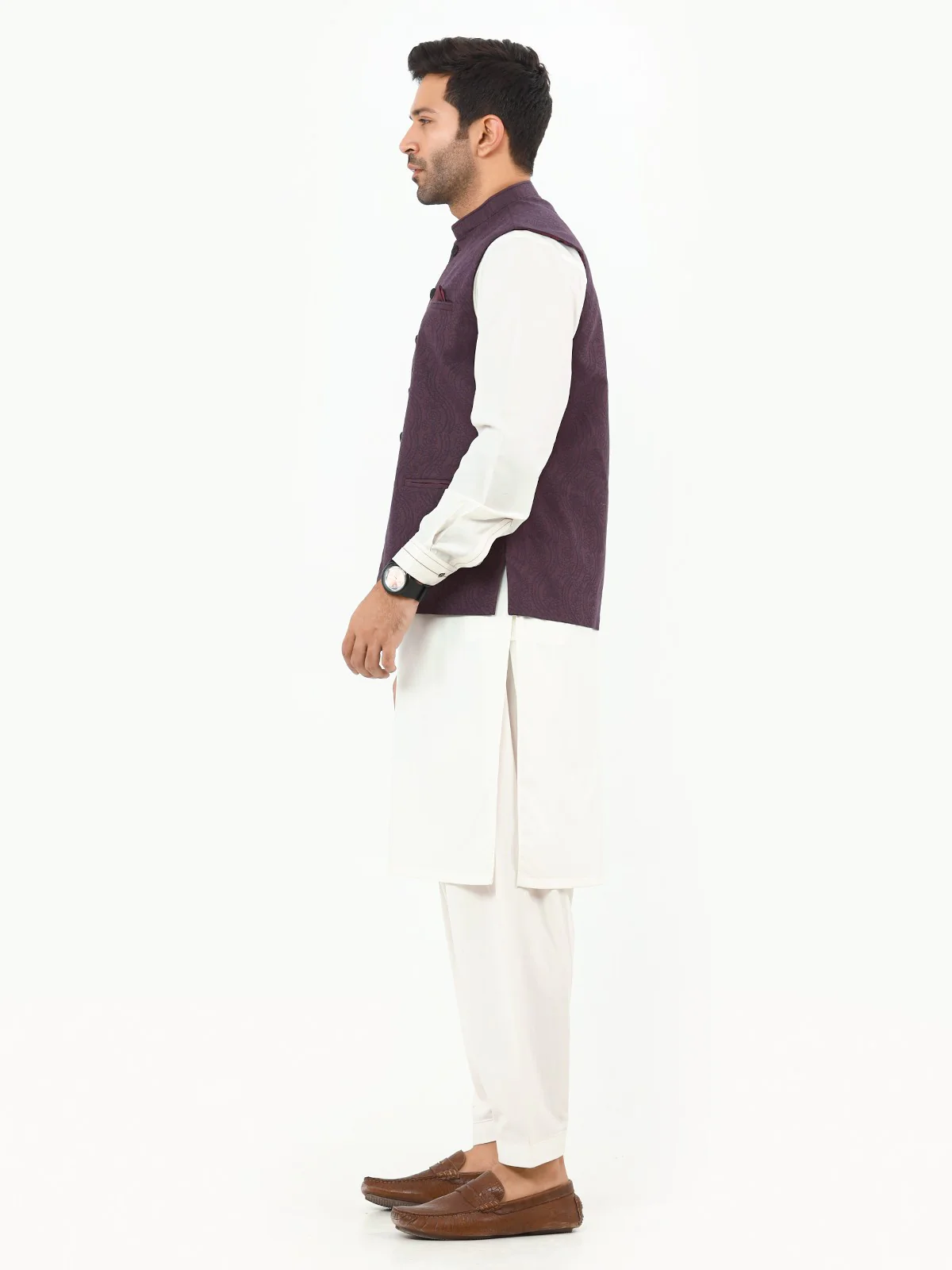 Men's Magenta Waist Coat - EMTWC22-35787 - Image 4