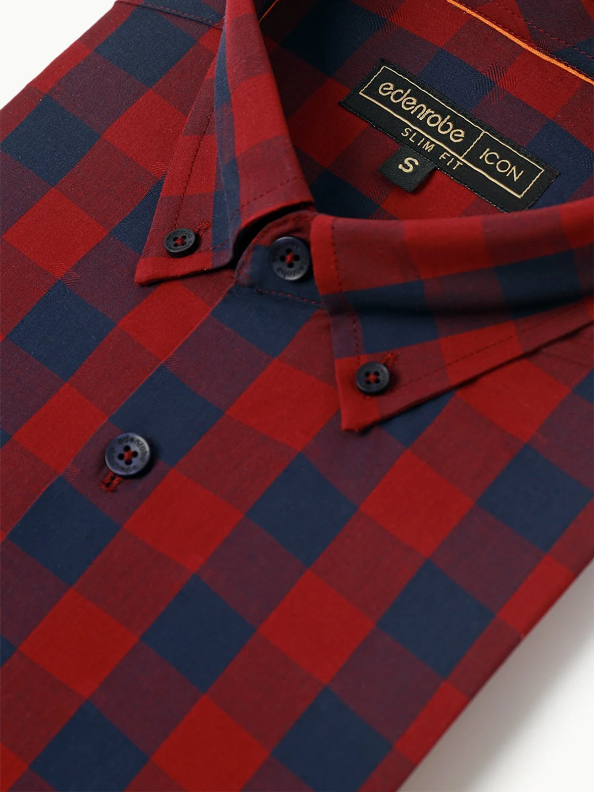 Men's Maroon & Blue Checkered Shirt - EMTSI22-50223 - Image 2