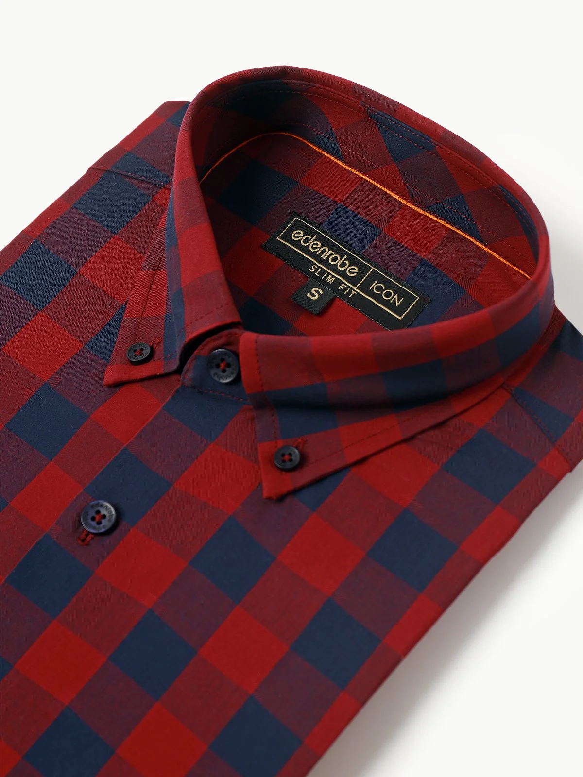 Men's Maroon & Blue Checkered Shirt - EMTSI22-50223 - Image 3