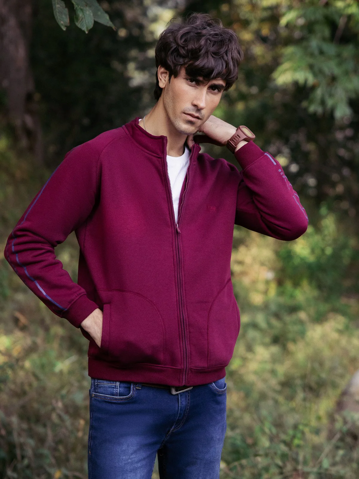 Men's Maroon Jacket - EMTJK23-003 - Image 4