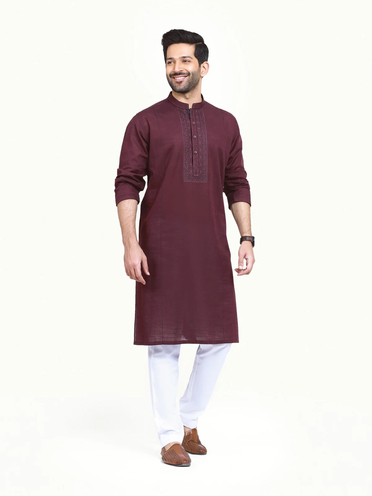 Men's Maroon Kurta - EMTK22S-99207