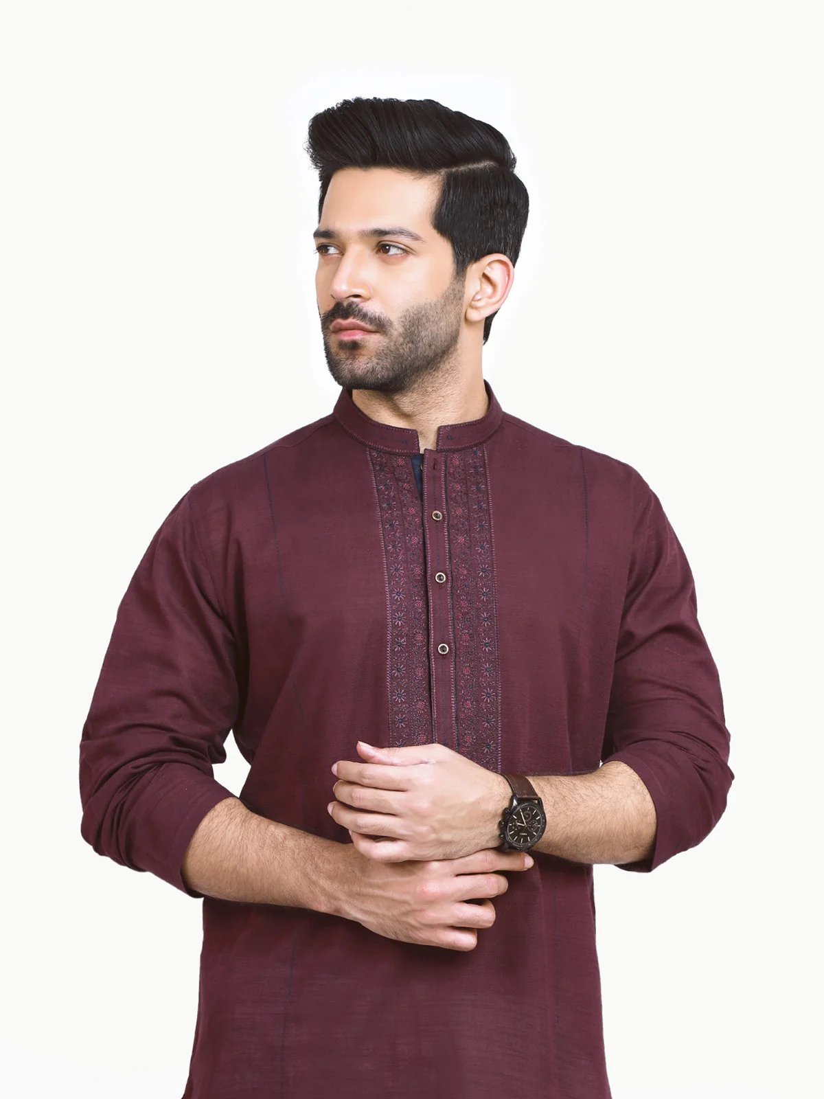 Men's Maroon Kurta - EMTK22S-99207 - Image 2