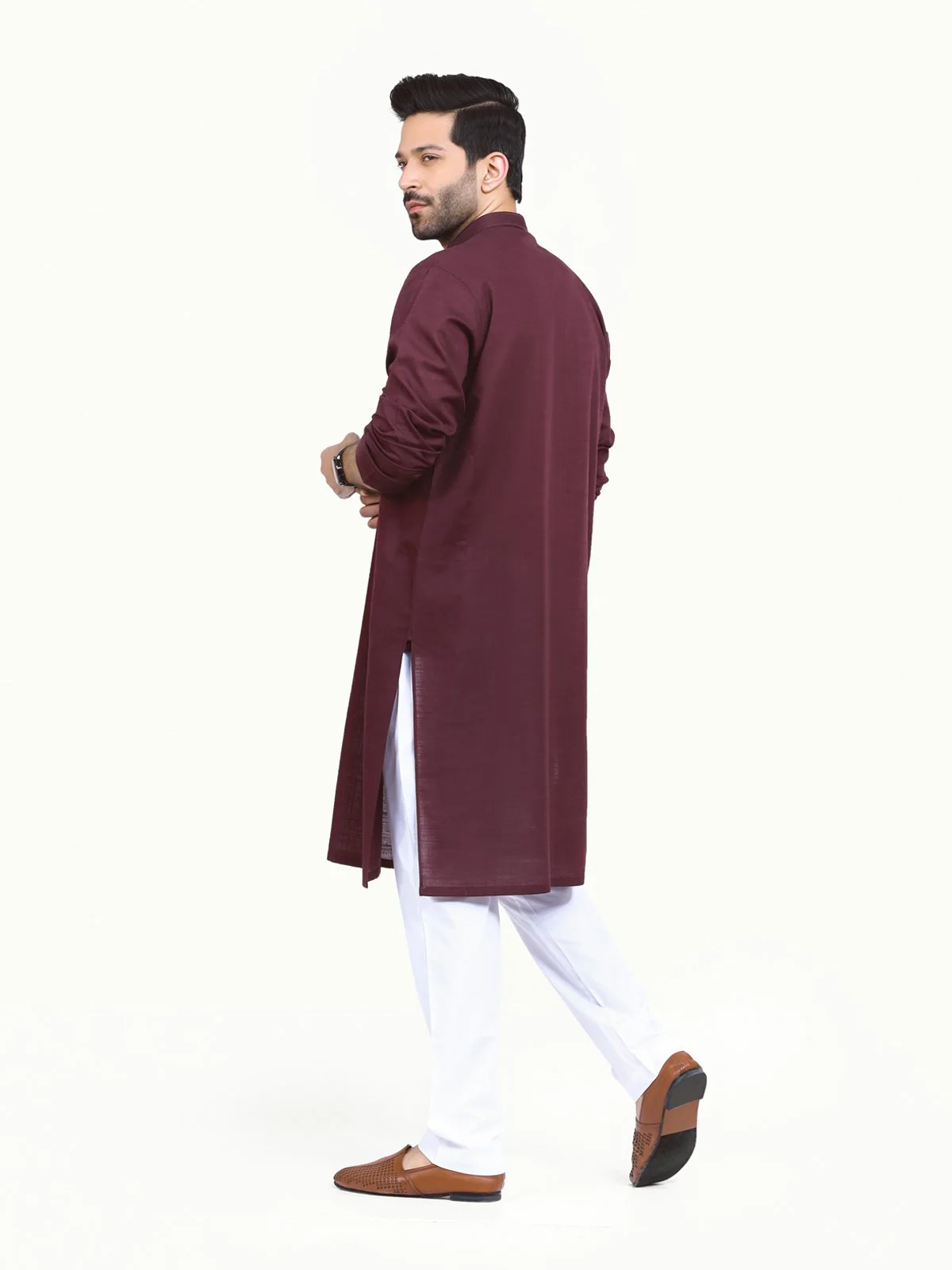 Men's Maroon Kurta - EMTK22S-99207 - Image 5