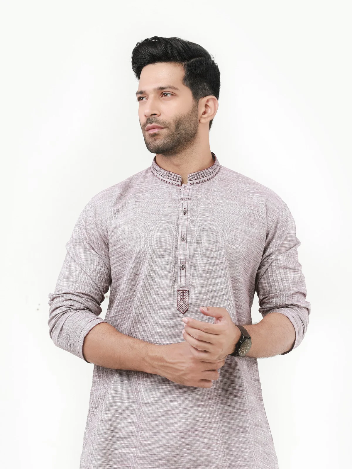 Men's Maroon Kurta - EMTK22S-99216 - Image 2