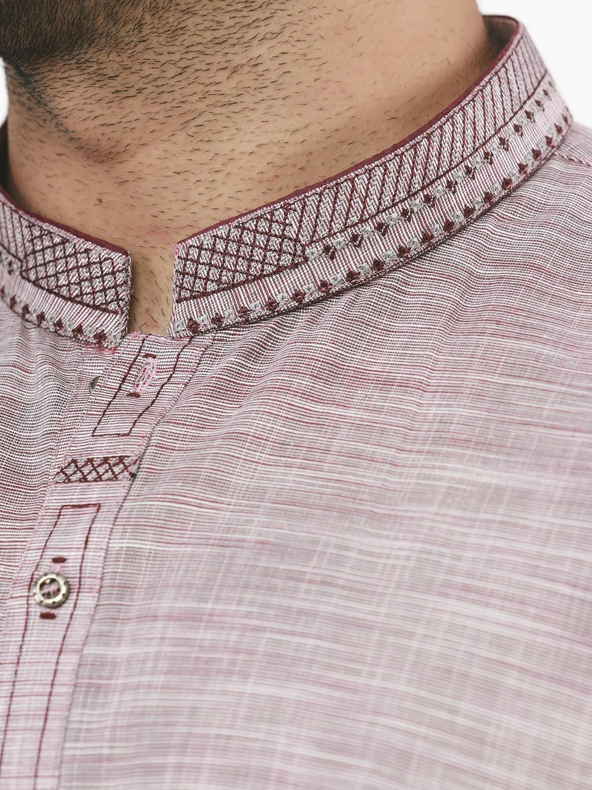 Men's Maroon Kurta - EMTK22S-99216 - Image 4