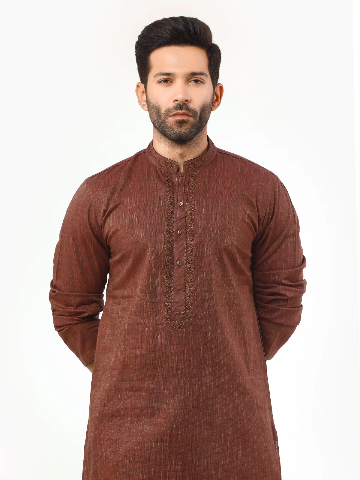 Men's Maroon Kurta - EMTK22S-99239 - Image 2