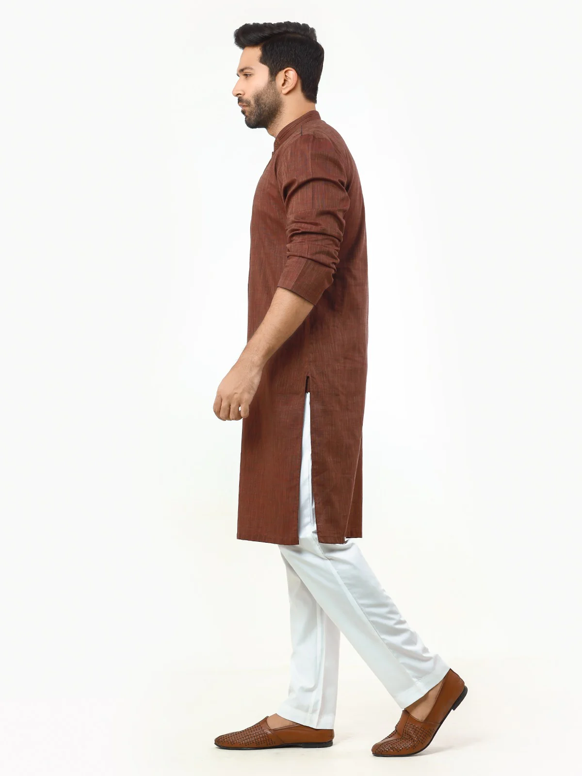 Men's Maroon Kurta - EMTK22S-99239 - Image 3