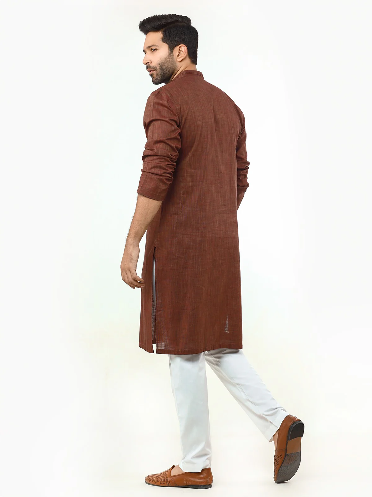Men's Maroon Kurta - EMTK22S-99239 - Image 5