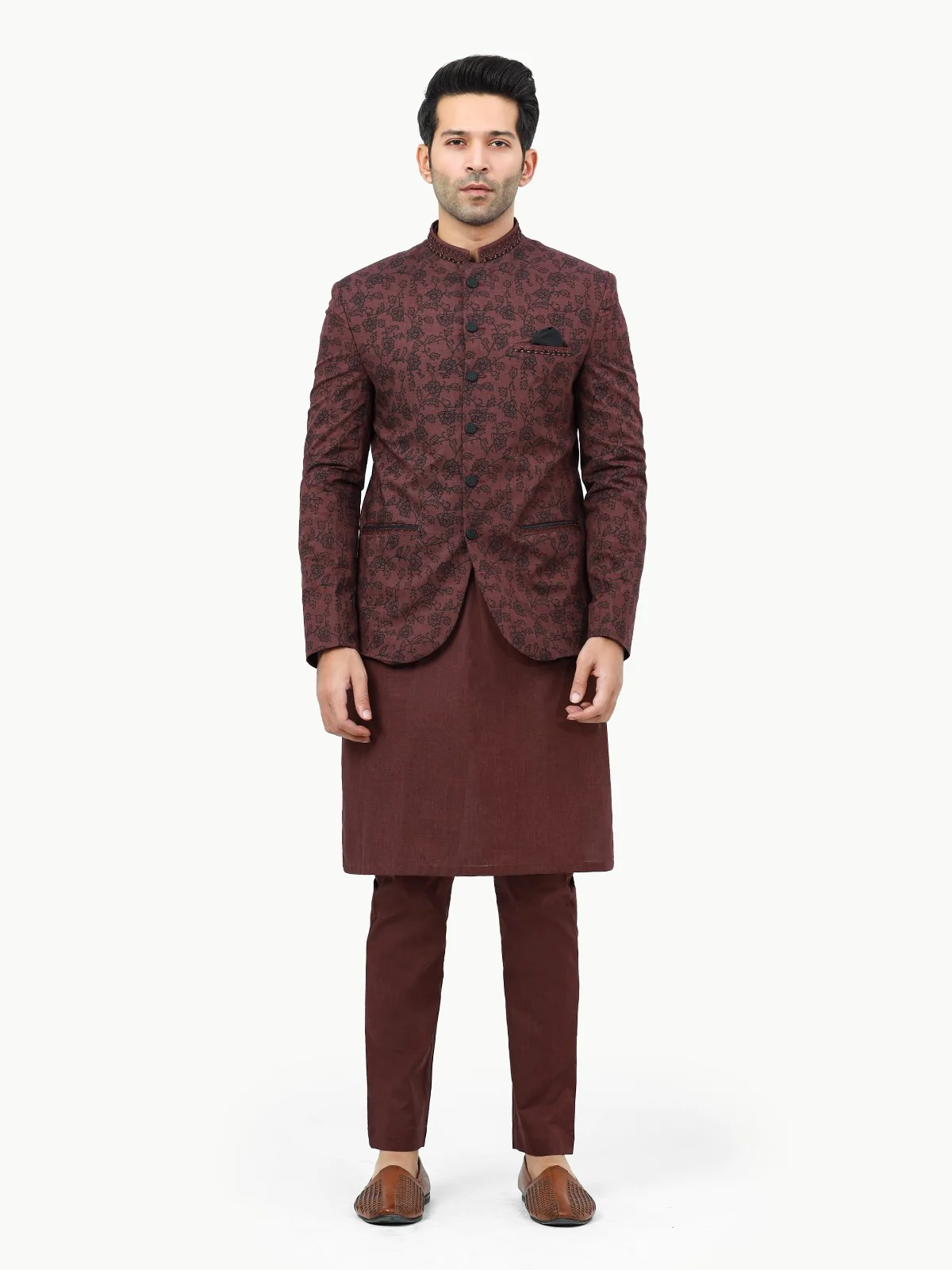 Men's Maroon Prince Suit - EMTPCS22-005 - Image 2