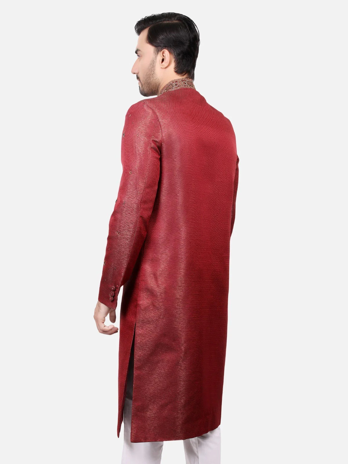 Men's Maroon Sherwani - EMTS17-7132 - Image 3