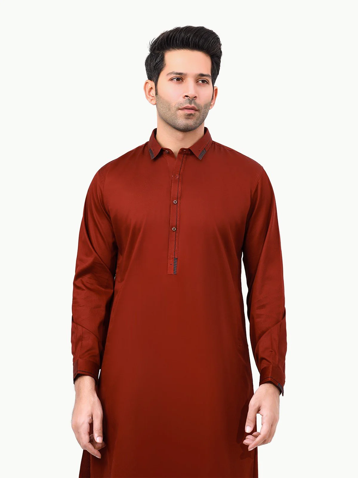 Men's Maroon Shalwar Kameez - EMTSW22S-99251 - Image 2