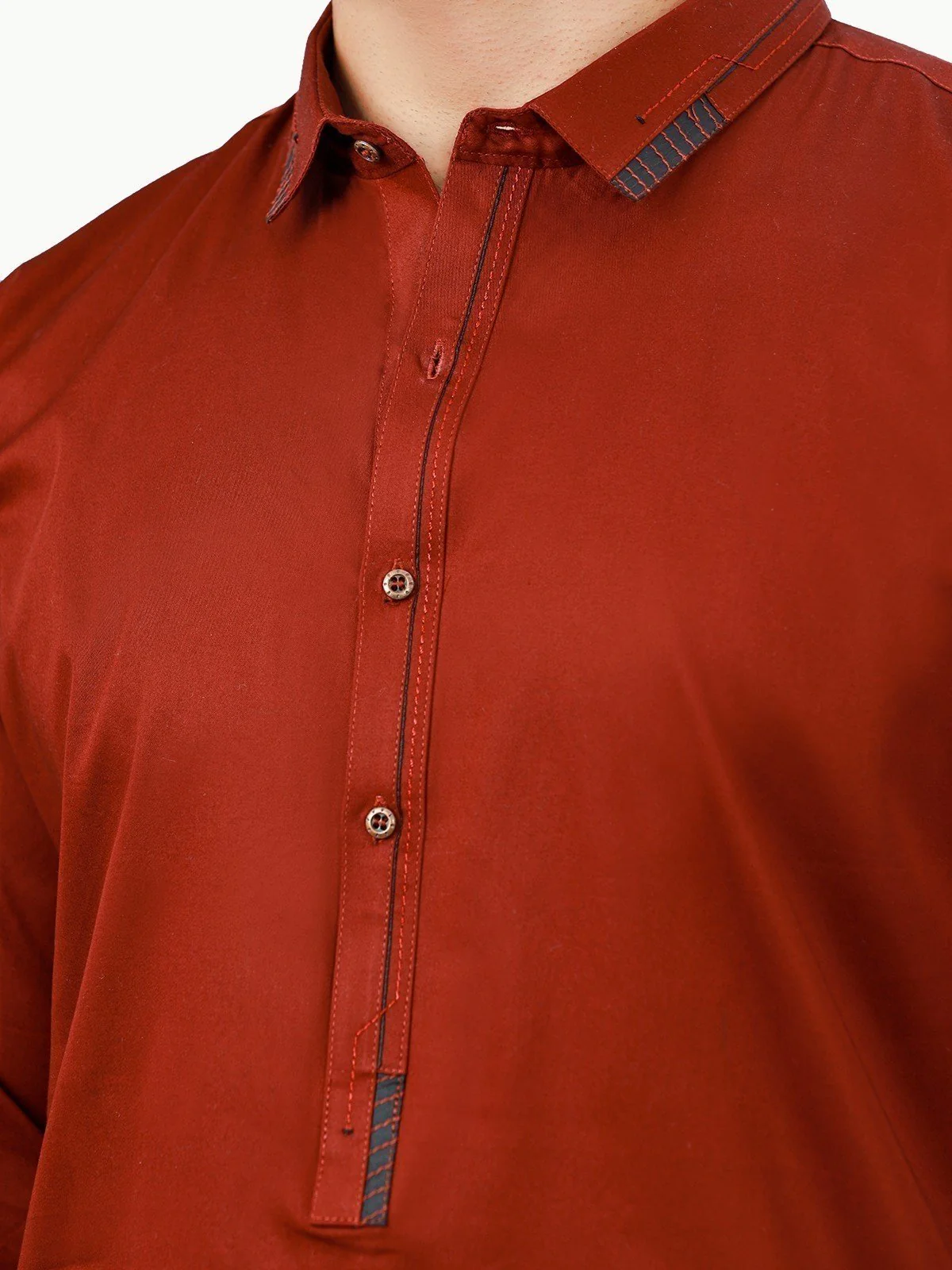 Men's Maroon Shalwar Kameez - EMTSW22S-99251 - Image 4
