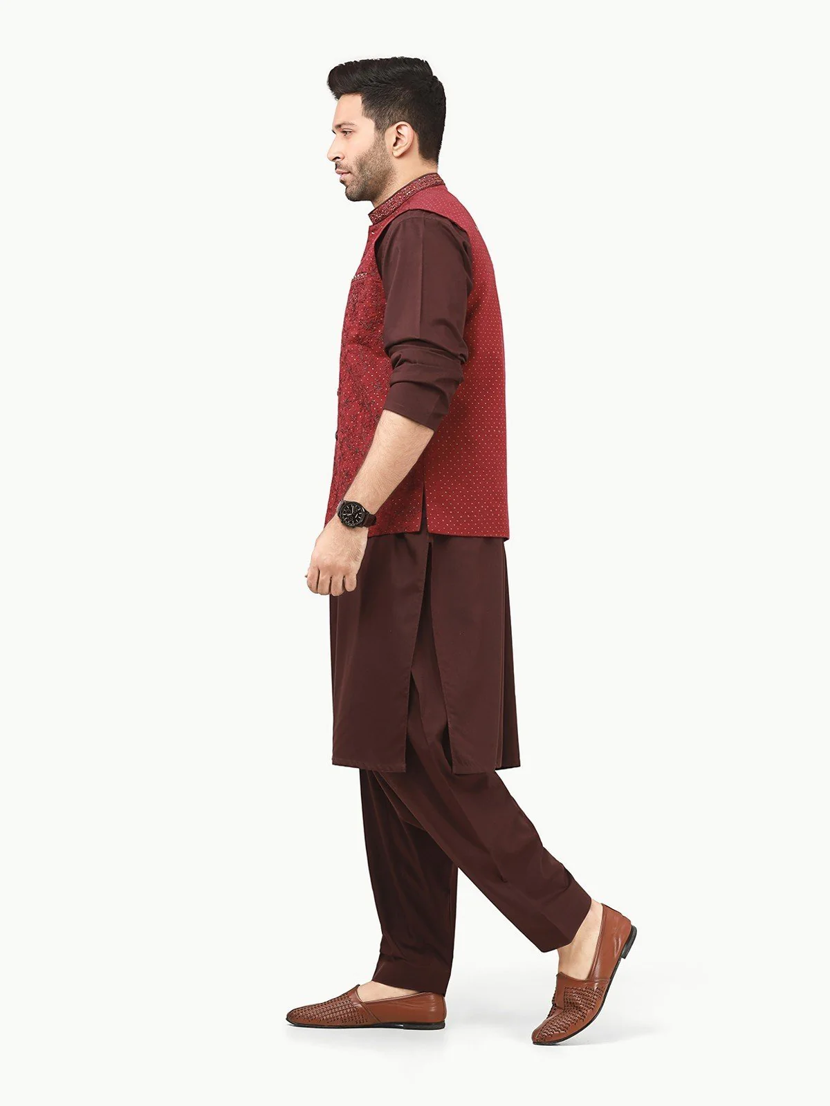 Men's Maroon Waist Coat Ceremonial - EMTWCC22-118 - Image 3