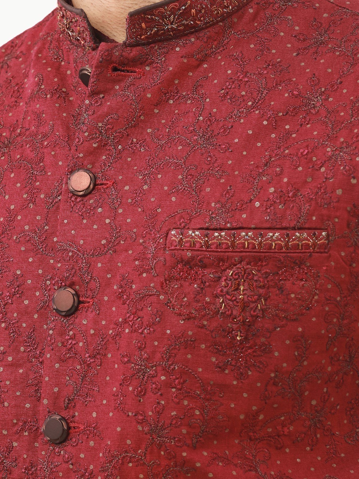 Men's Maroon Waist Coat Ceremonial - EMTWCC22-118 - Image 4