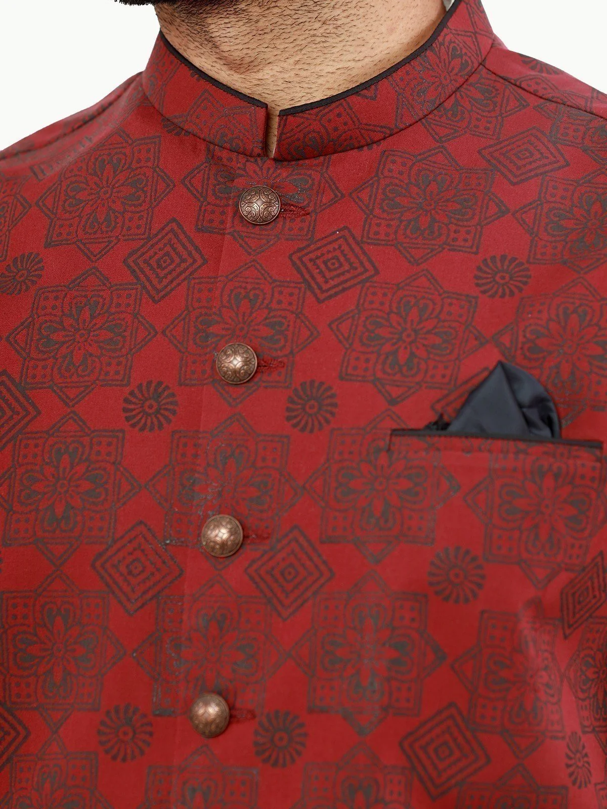 Men's Maroon Waist Coat - EMTWC22-35806 - Image 4
