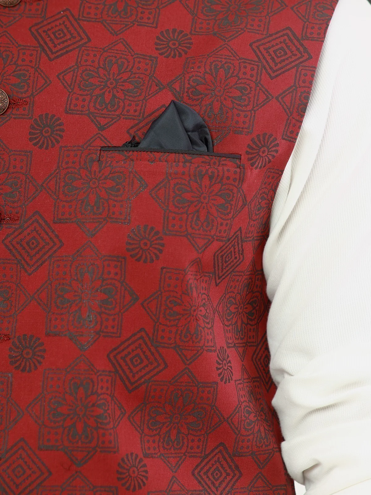 Men's Maroon Waist Coat - EMTWC22-35806 - Image 5