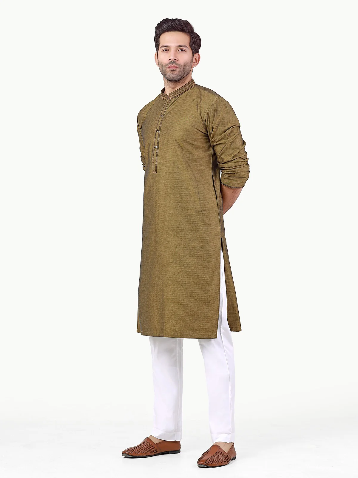 Men's Mehndi Kurta - EMTK22-99261 - Image 2