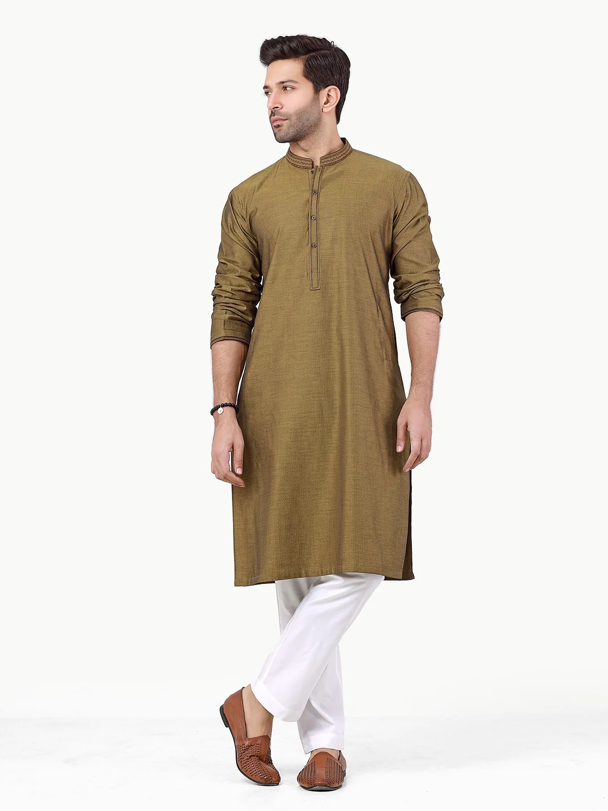 Men's Mehndi Kurta - EMTK22-99261 - Image 3