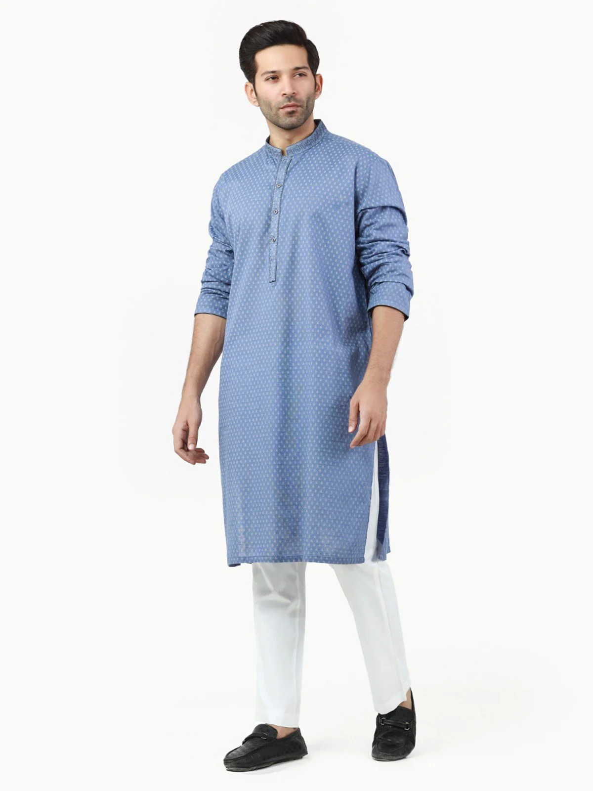 Men's Mid Blue Kurta - EMTK22-99222 - Image 2