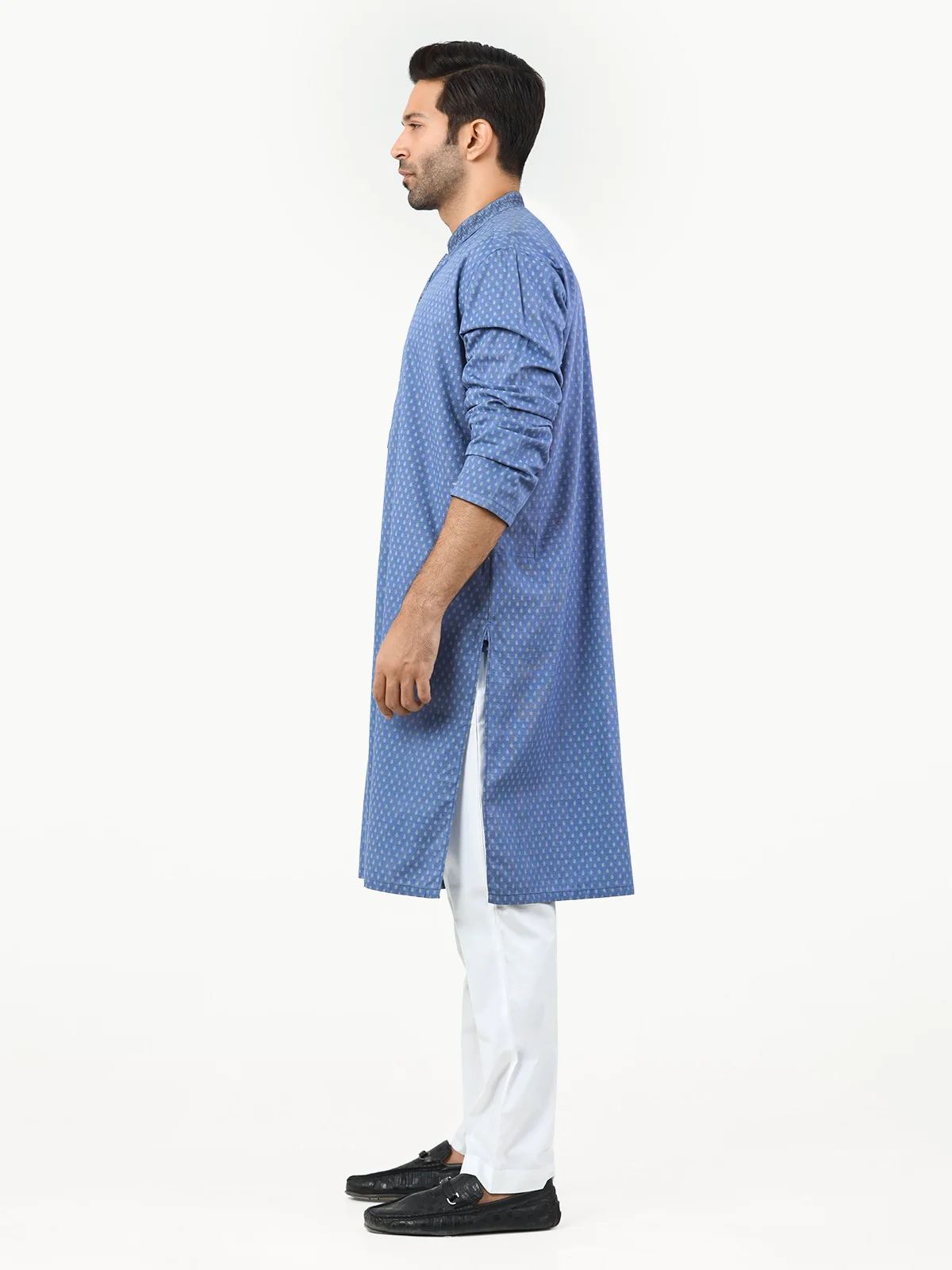 Men's Mid Blue Kurta - EMTK22-99222 - Image 3