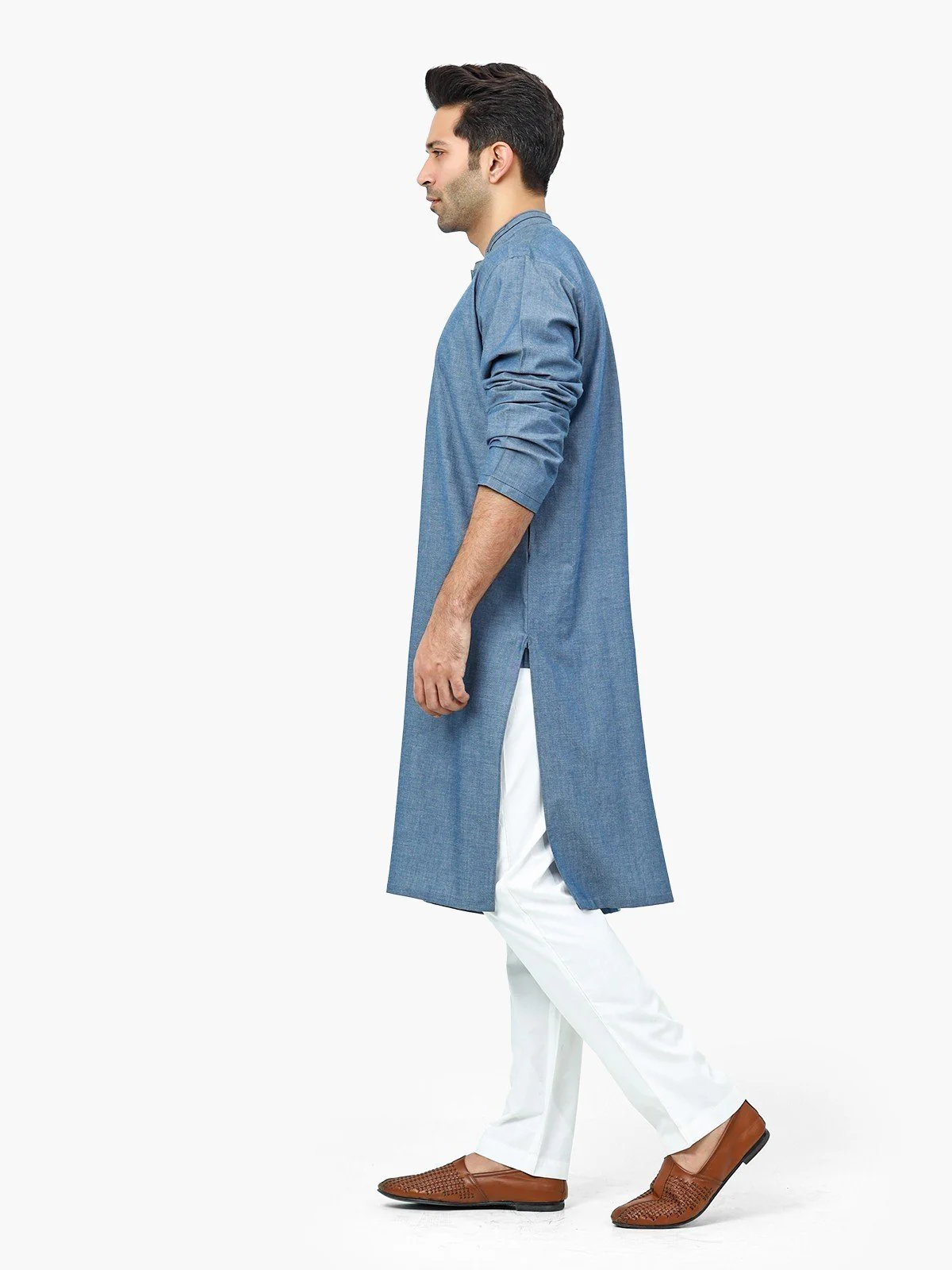 Men's Mid Blue Kurta - EMTK22-99272 - Image 3