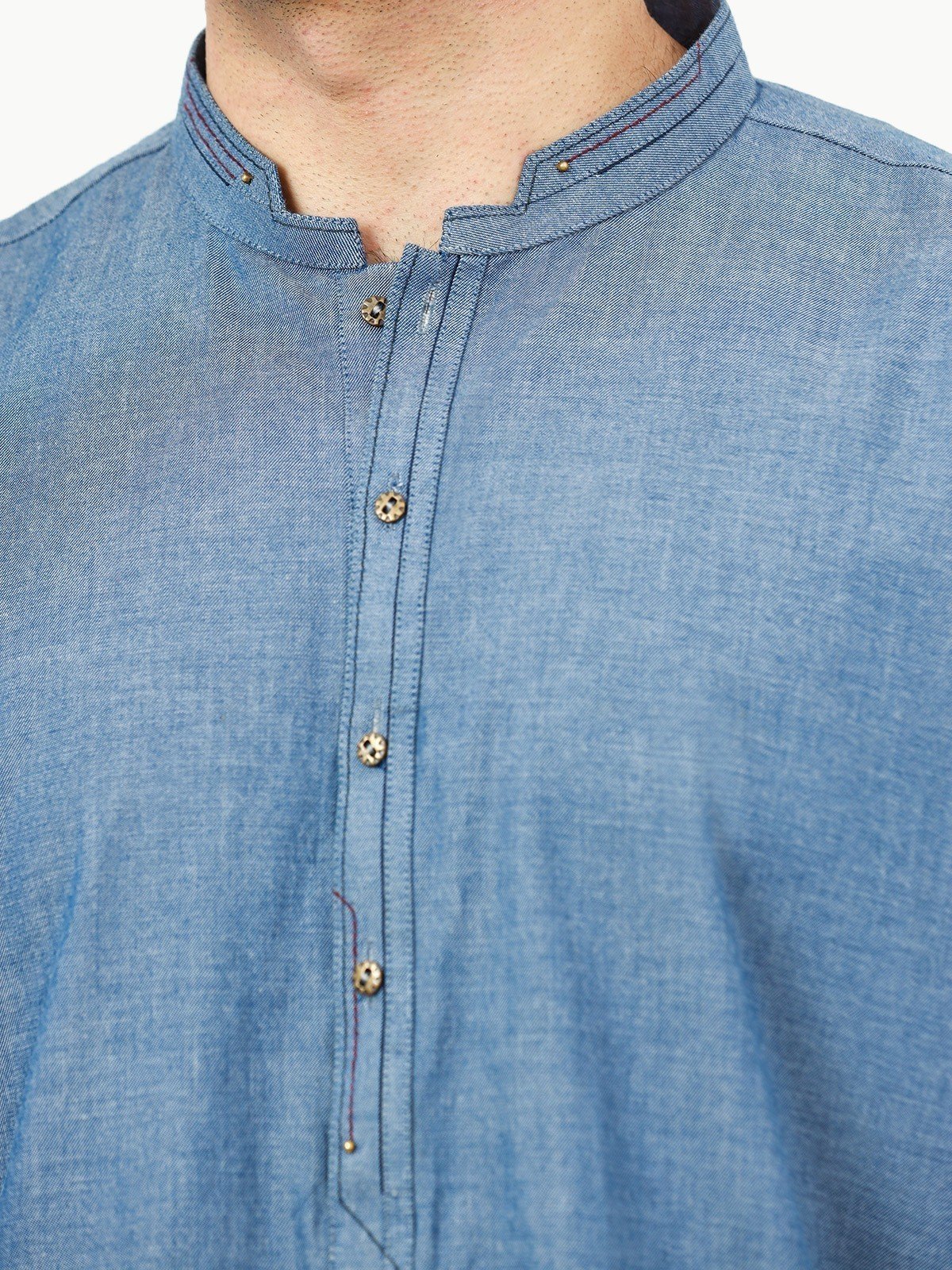 Men's Mid Blue Kurta - EMTK22-99272 - Image 5