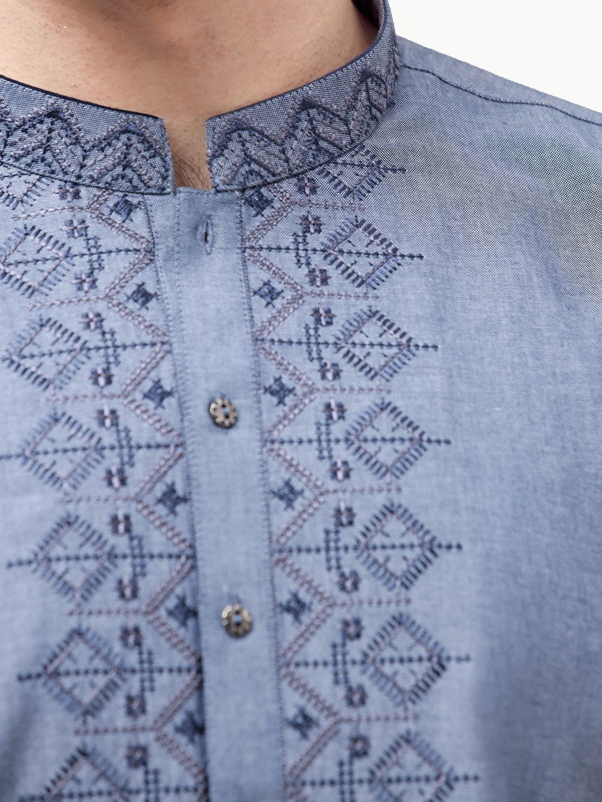Men's Mid Blue Kurta - EMTK22-99279 - Image 4