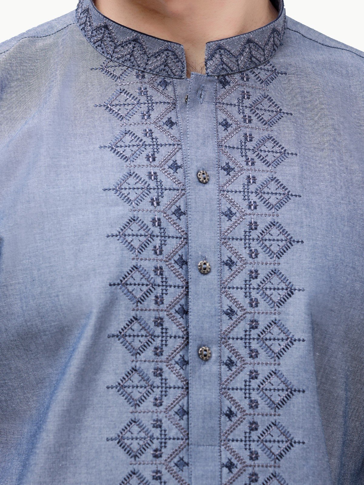 Men's Mid Blue Kurta - EMTK22-99279 - Image 5