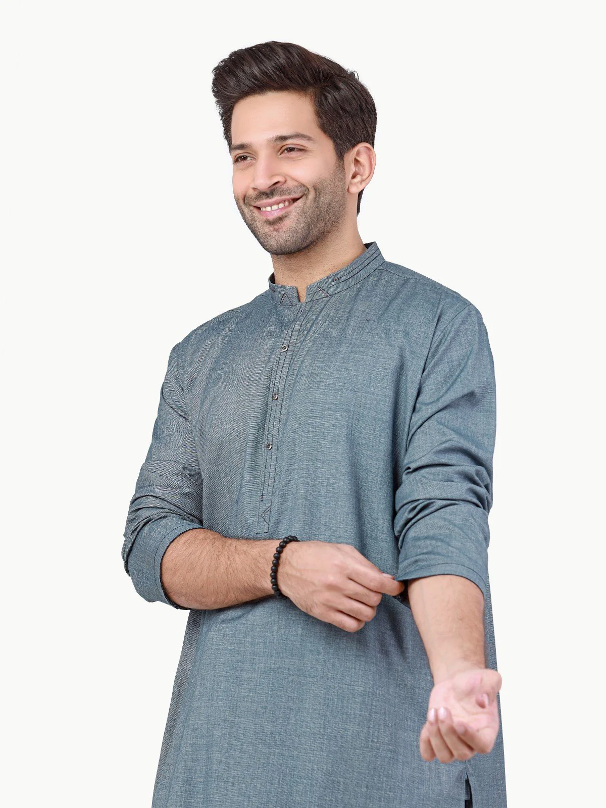 Men's Mid Blue Shalwar Kameez - EMTSW22S-99260 - Image 2