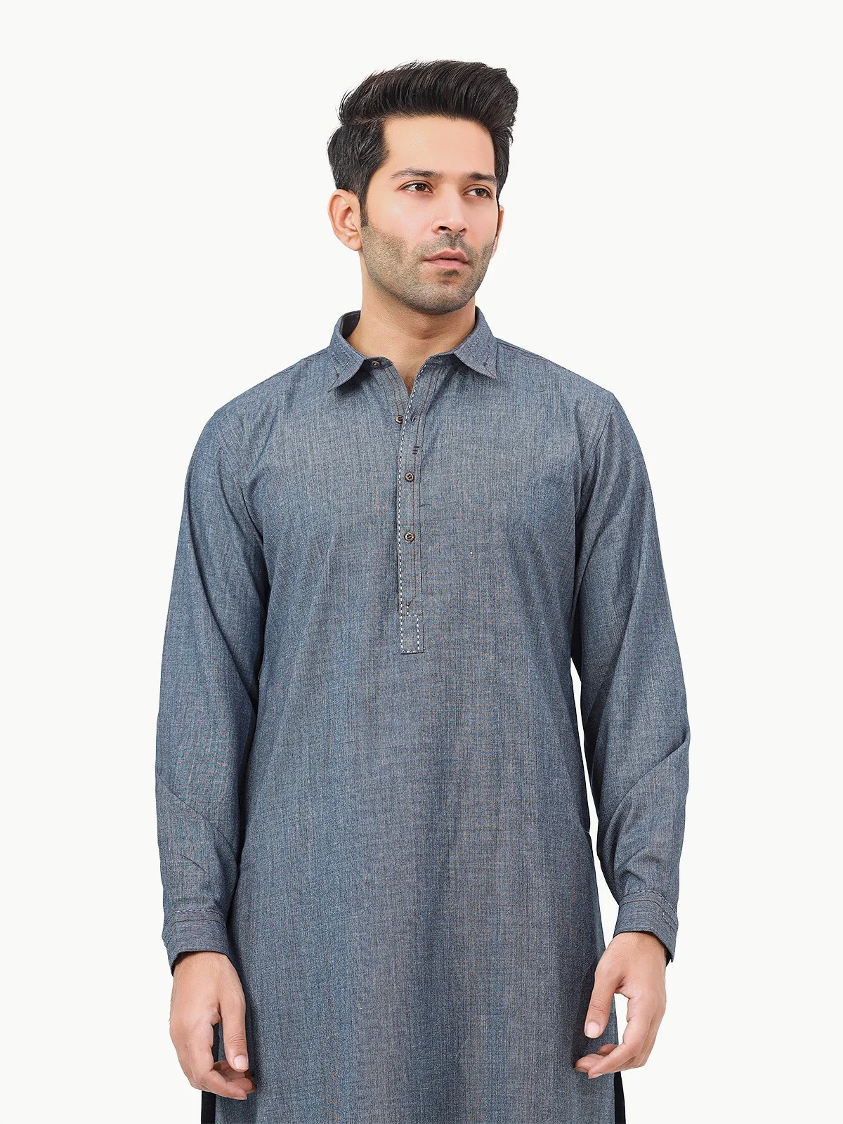 Men's Mid Blue Shalwar Kameez - EMTSW22W-99263 - Image 2
