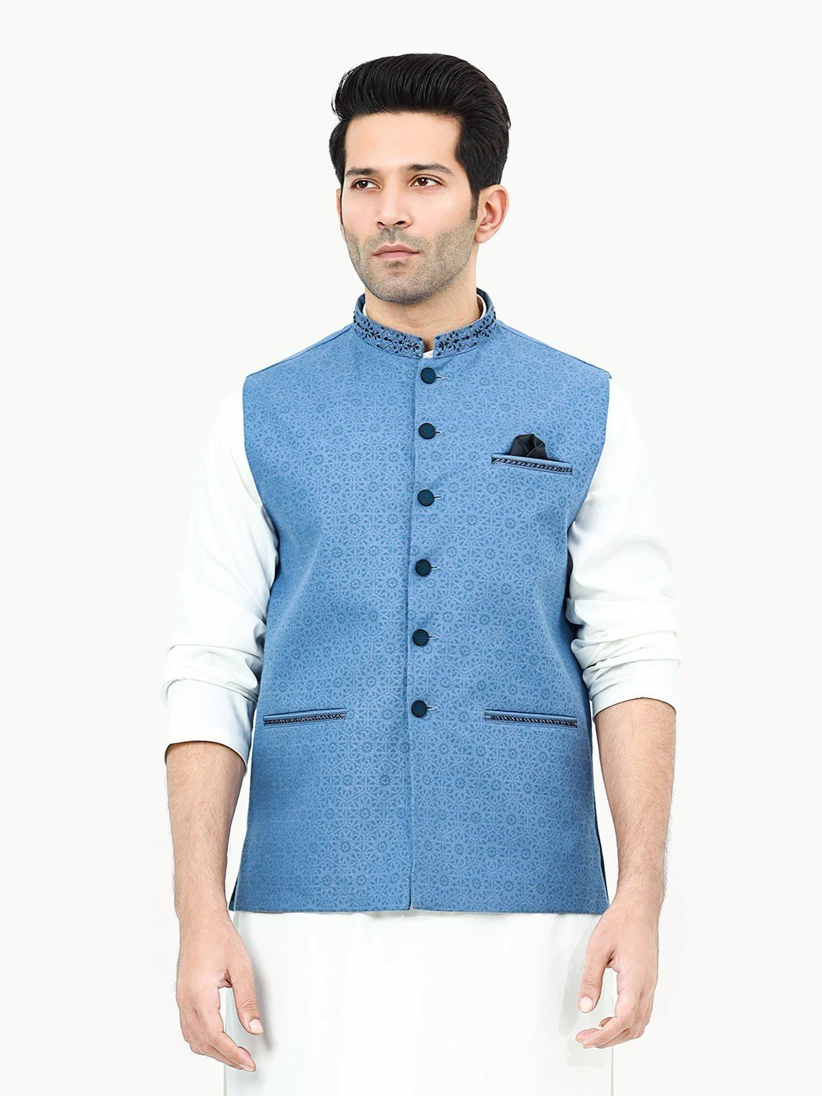 Men's Mid Blue Waist Coat Ceremonial - EMTWCC22-131 - Image 2