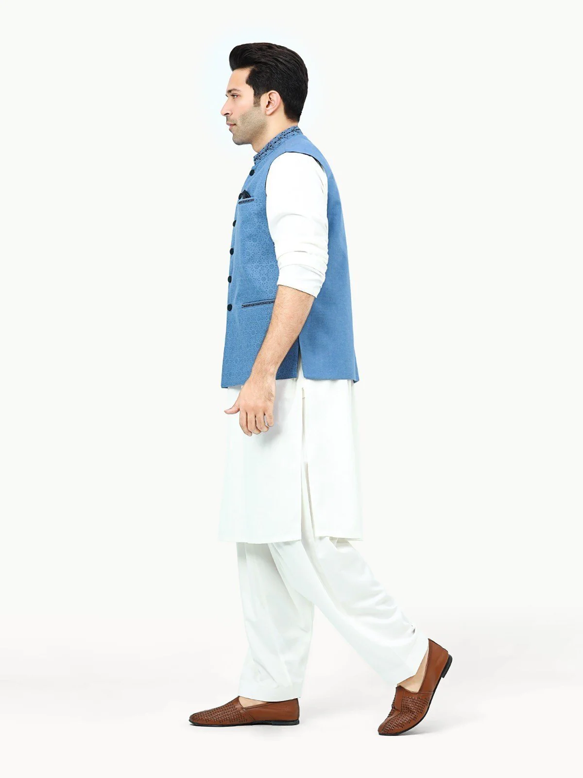 Men's Mid Blue Waist Coat Ceremonial - EMTWCC22-131 - Image 3