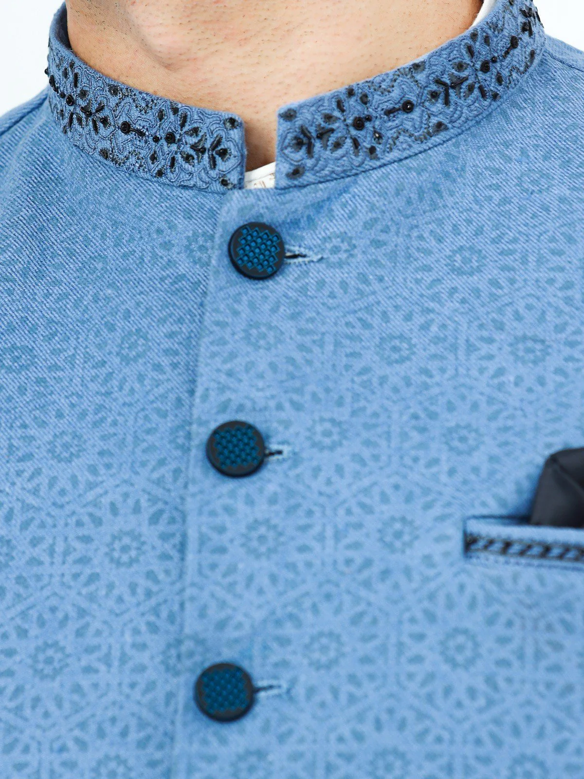 Men's Mid Blue Waist Coat Ceremonial - EMTWCC22-131 - Image 4