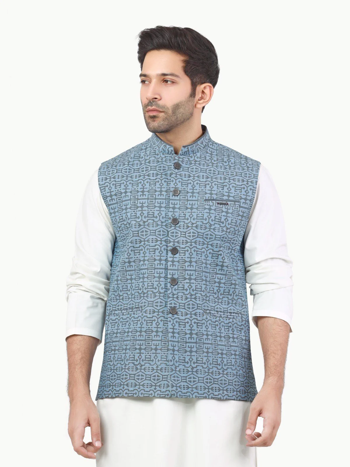 Men's Mid Blue Waist Coat - EMTWC22-35815 - Image 2