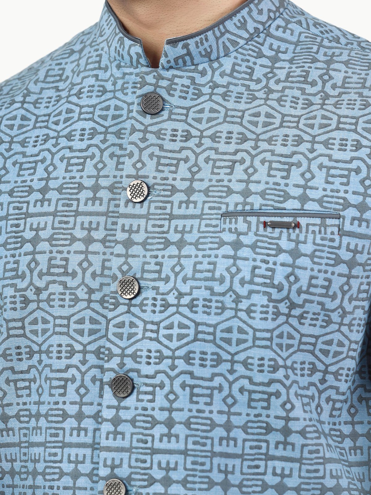 Men's Mid Blue Waist Coat - EMTWC22-35815 - Image 4