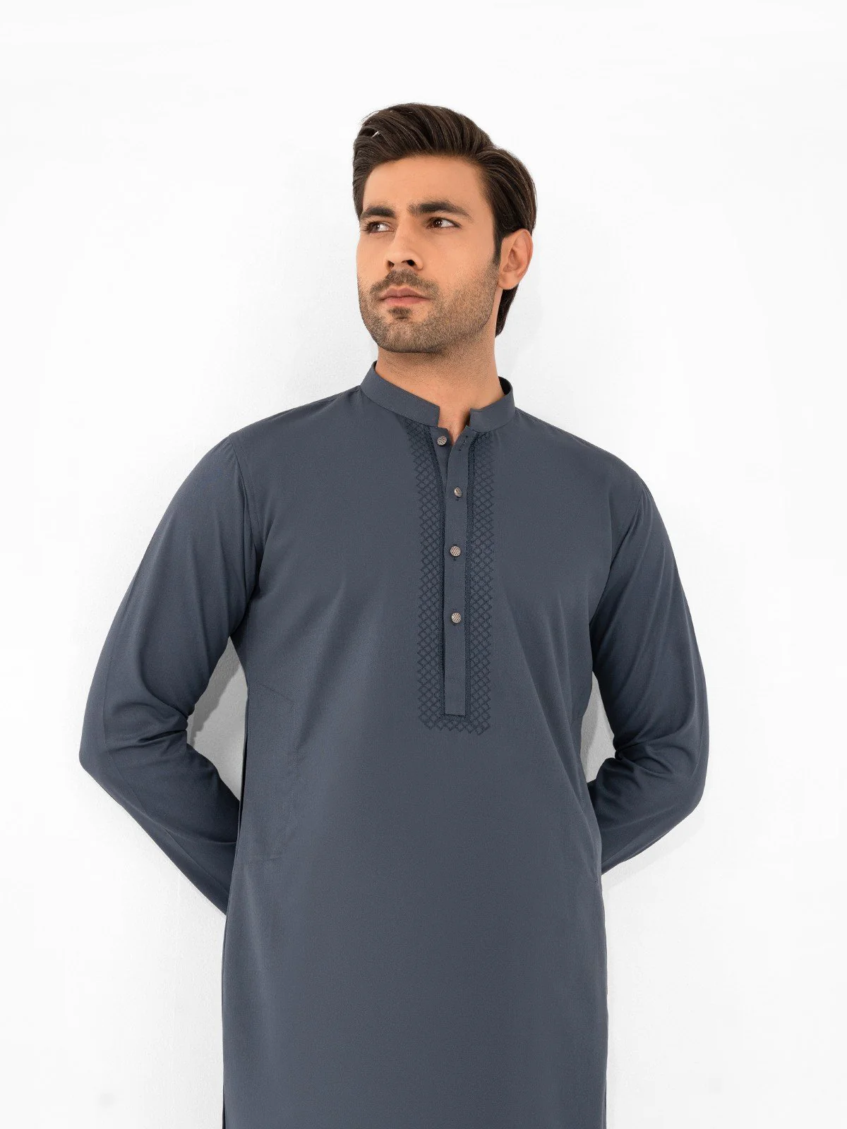Men's Mid Night Blue Shalwar Kameez - EMTKS23W-41065 - Image 2