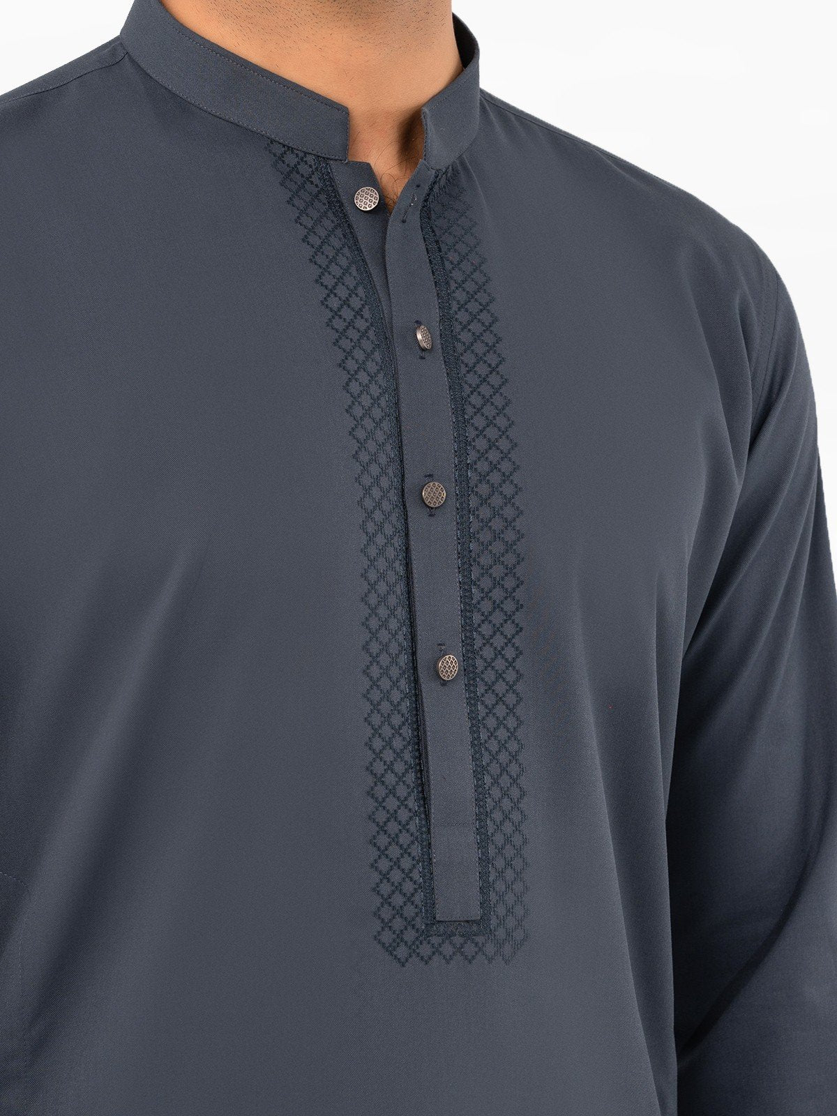 Men's Mid Night Blue Shalwar Kameez - EMTKS23W-41065 - Image 4