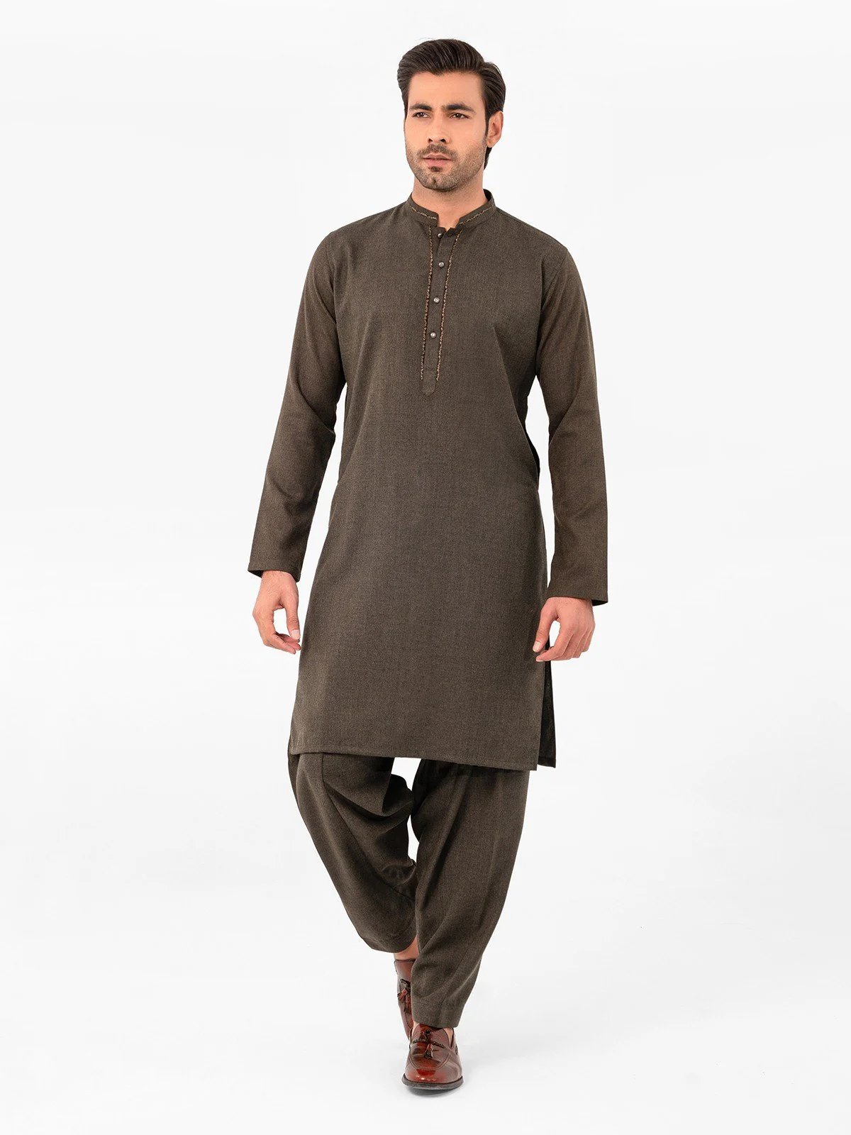 Men's Moss Green Shalwar Kameez - EMTKS23W-41051