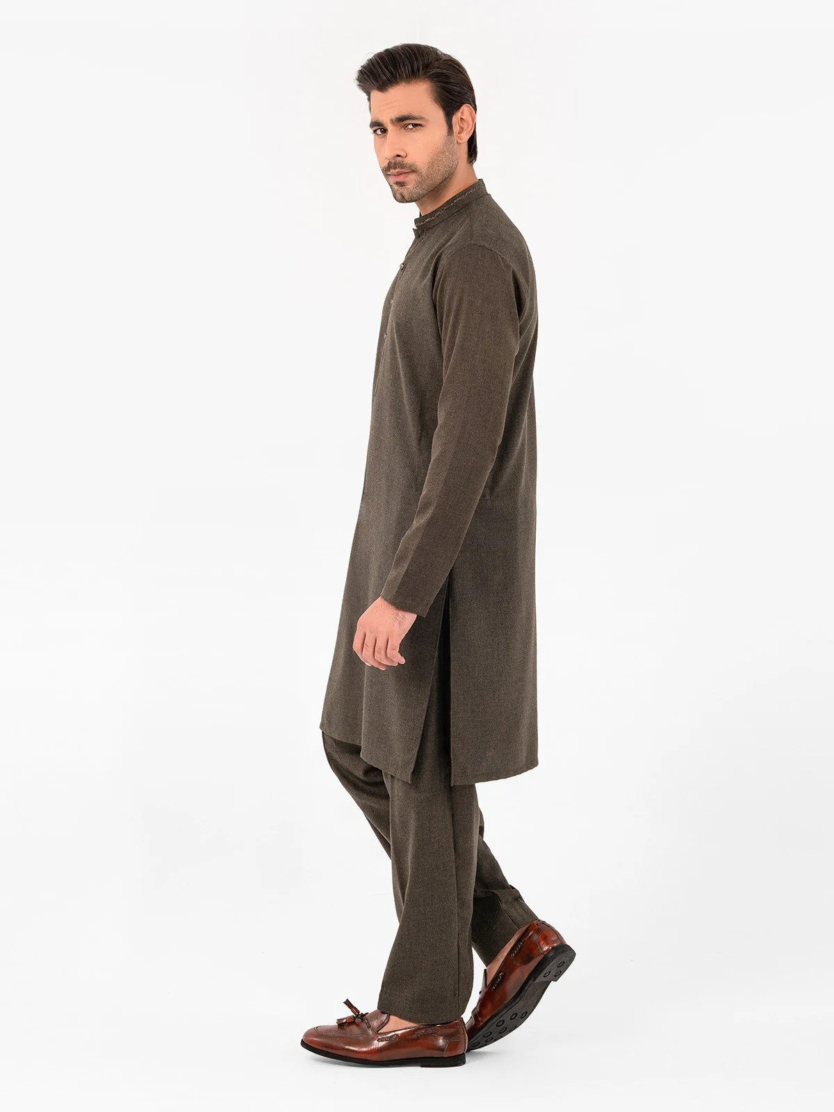 Men's Moss Green Shalwar Kameez - EMTKS23W-41051 - Image 3