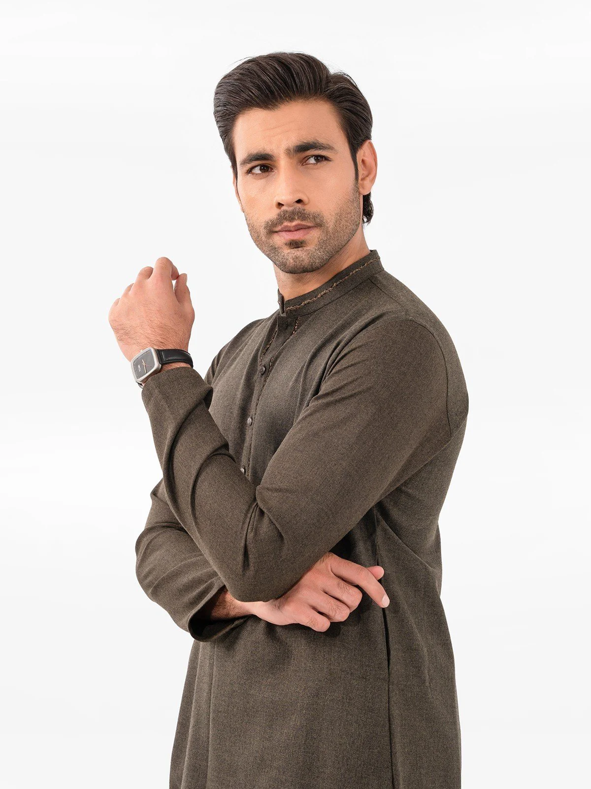 Men's Moss Green Shalwar Kameez - EMTKS23W-41051 - Image 4