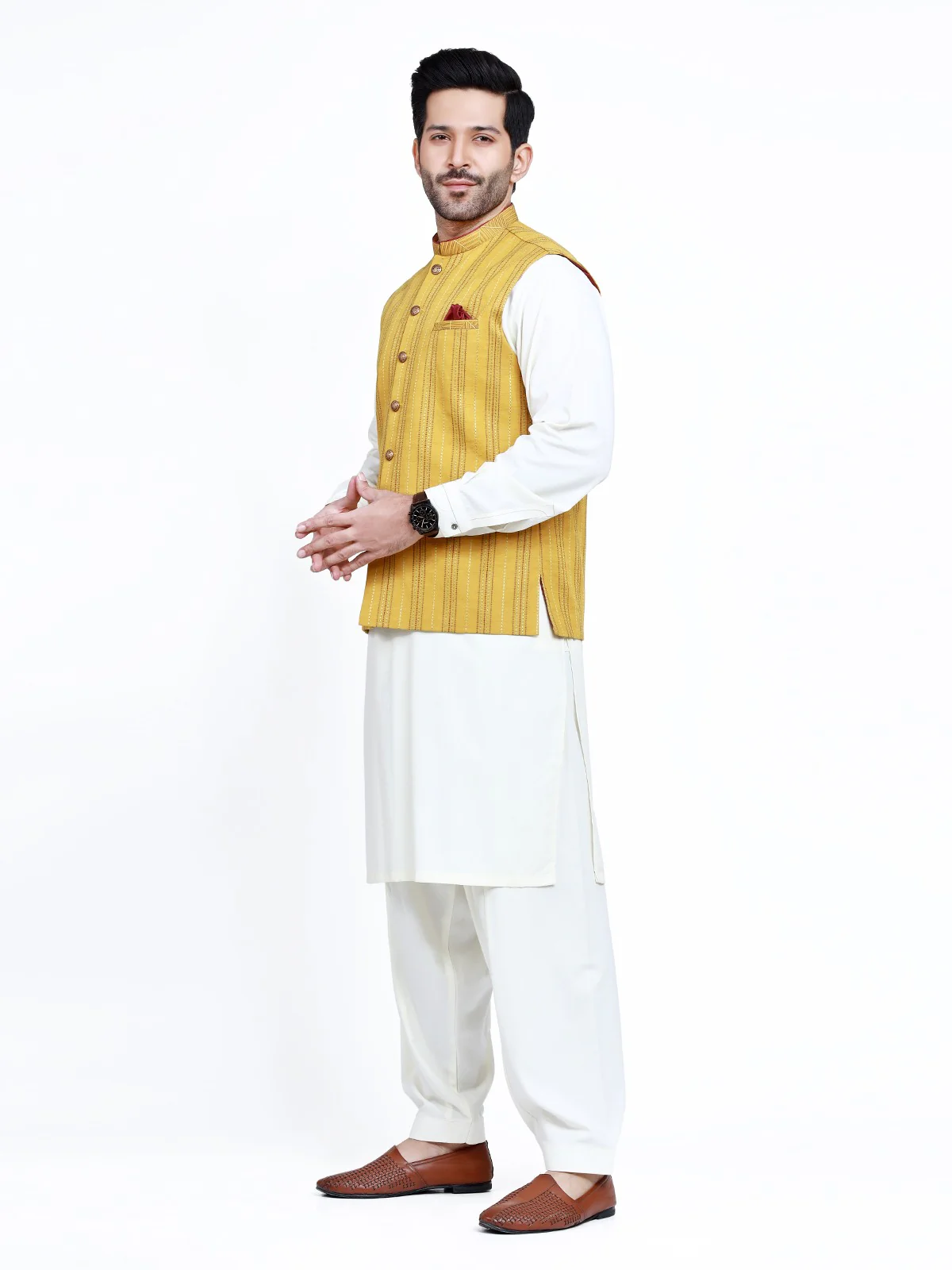 Men's Mustard Waist Coat Ceremonial - EMTWCC22-114 - Image 2
