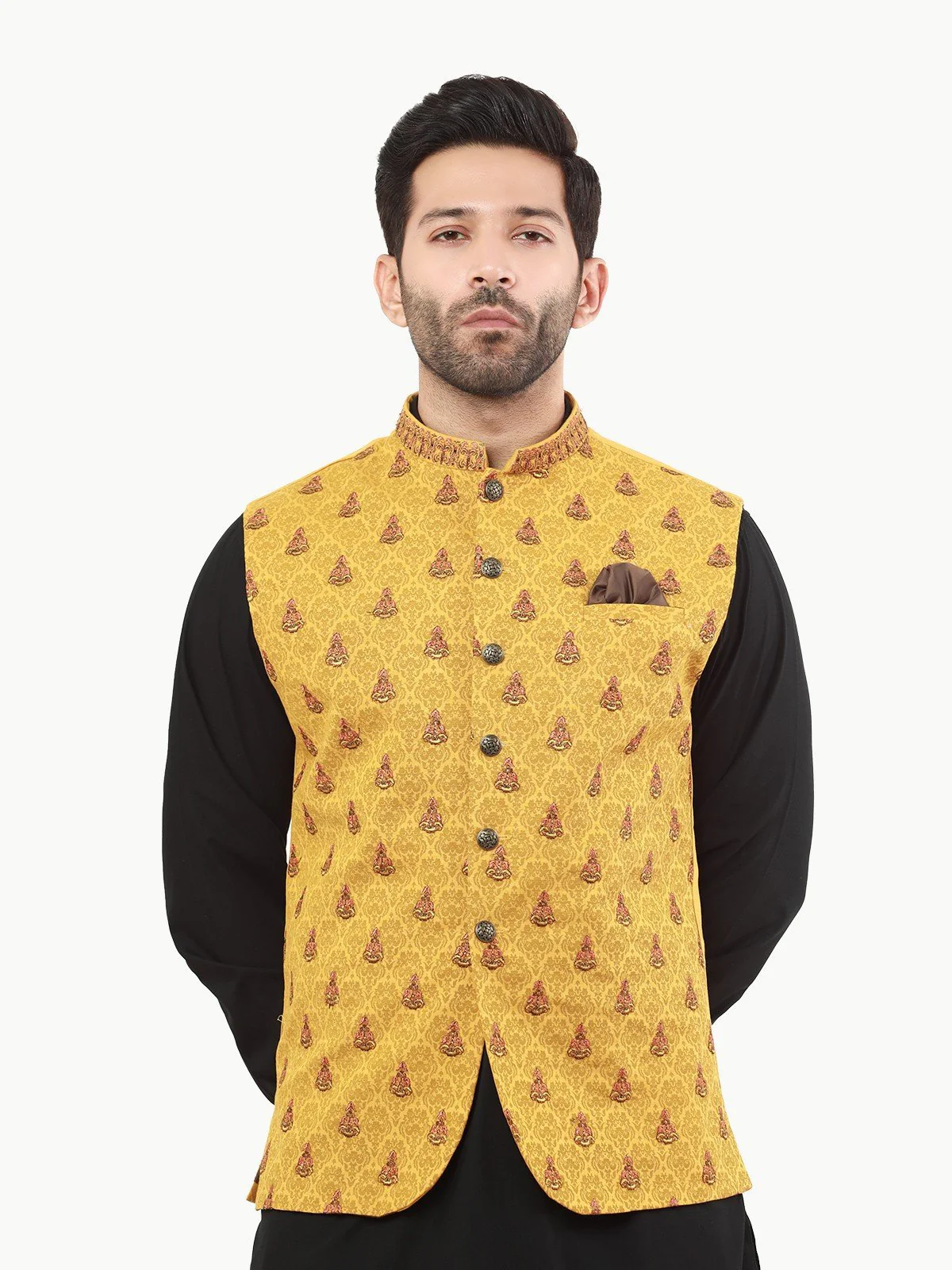 Men's Mustard Waist Coat Ceremonial - EMTWCC22-115 - Image 2