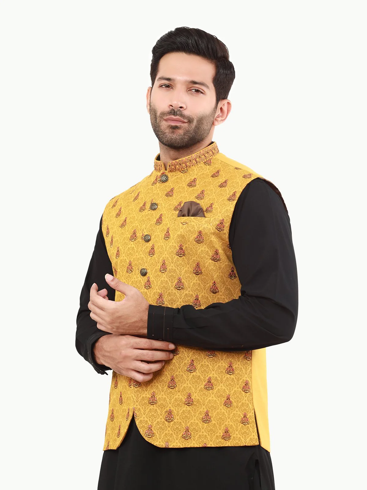 Men's Mustard Waist Coat Ceremonial - EMTWCC22-115 - Image 3