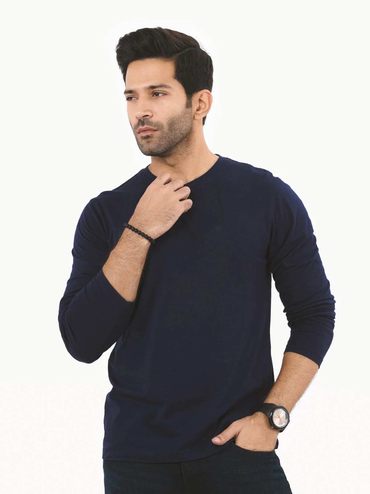 Men's Navy Blue Basic Tee - EMTBF22-004 - Image 2