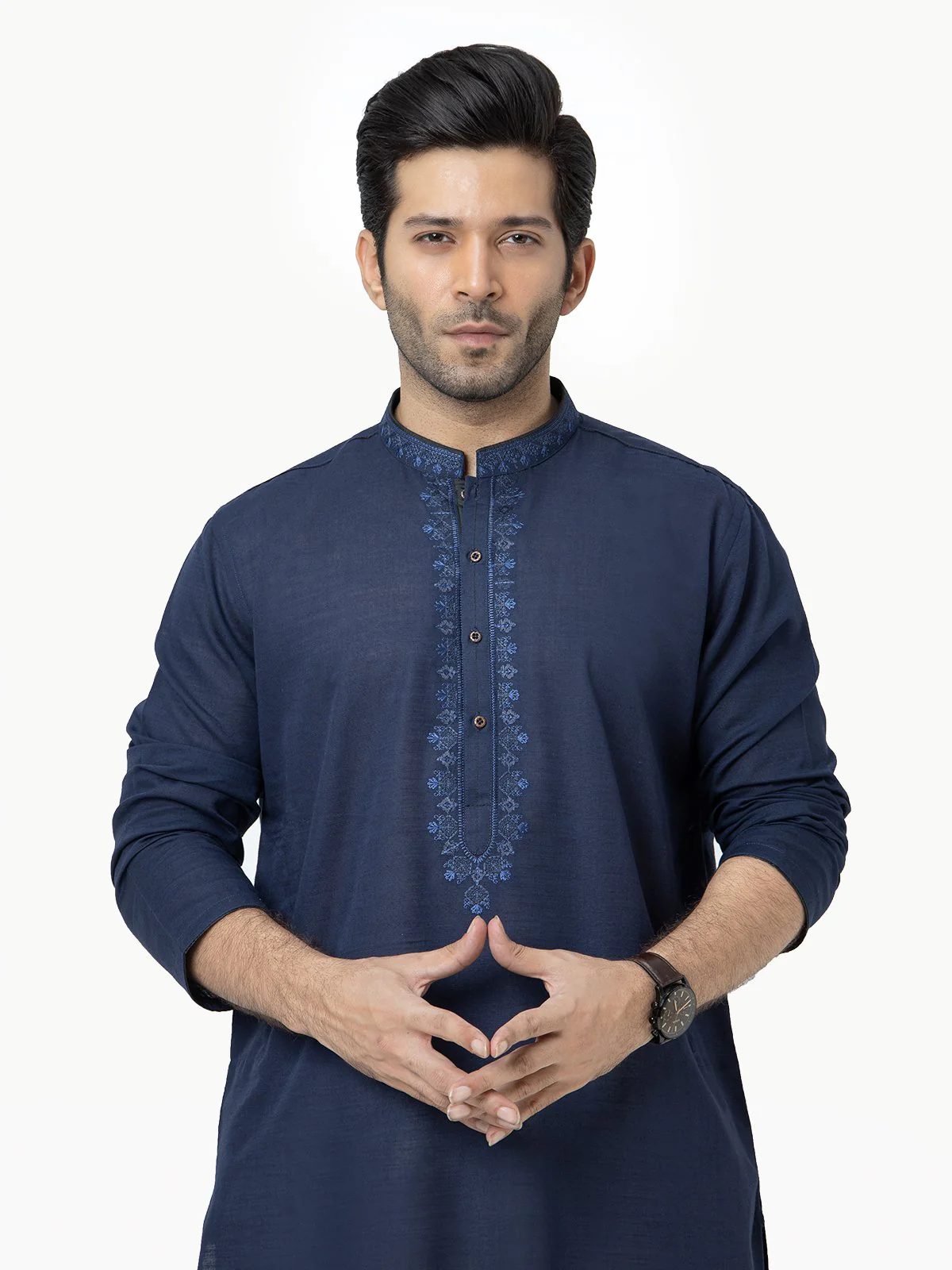 Men's Navy Blue Kurta - EMTK22S-99212 - Image 2
