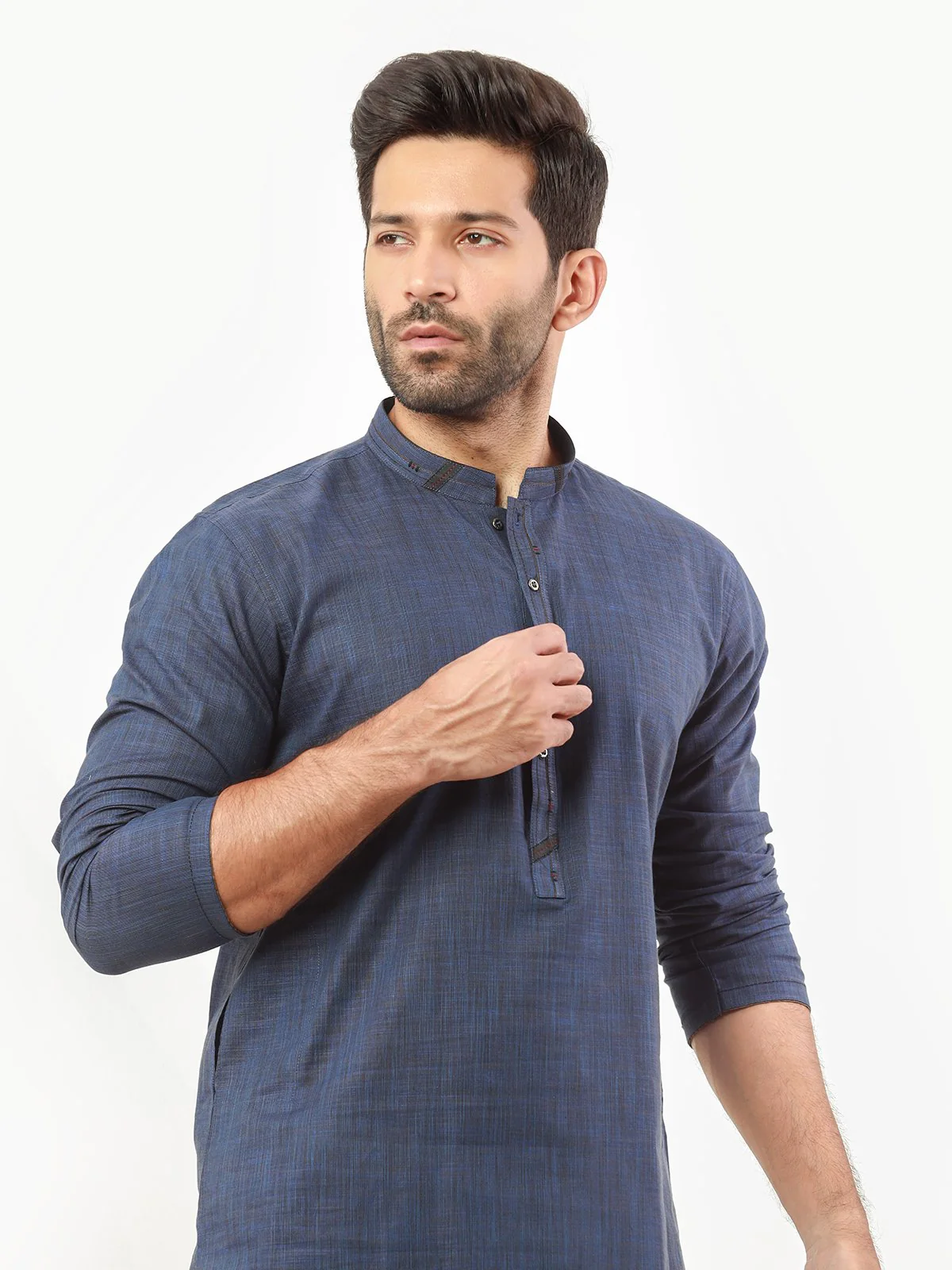 Men's Navy Blue Kurta - EMTK22S-99221 - Image 2
