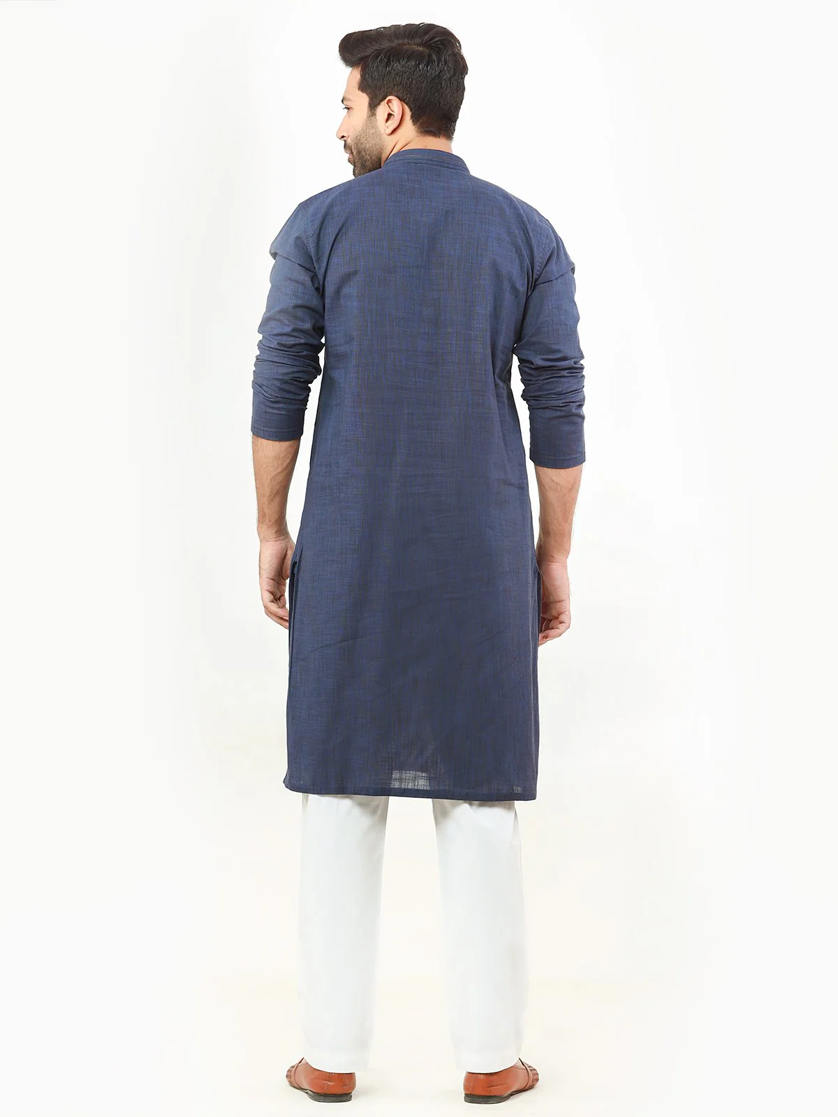 Men's Navy Blue Kurta - EMTK22S-99221 - Image 3