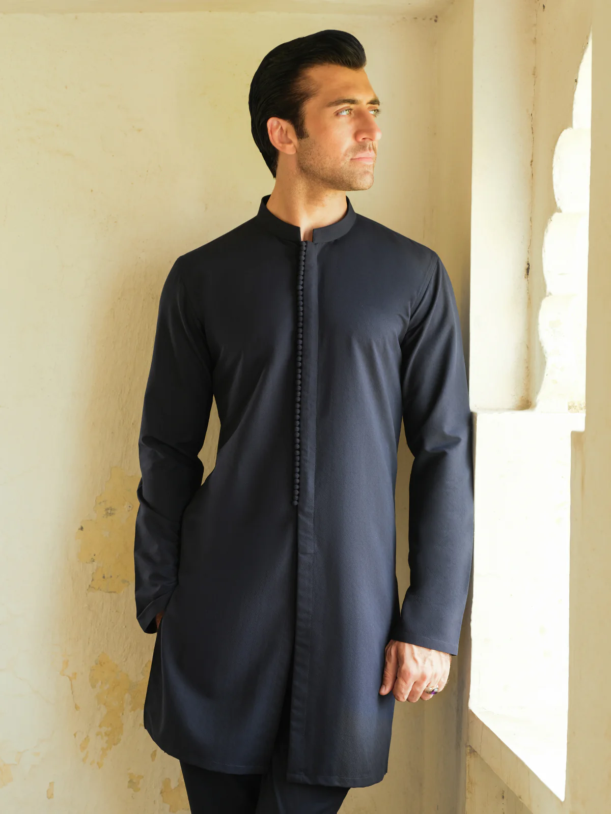 Men's Navy Blue Kurta Pajama - EMTSC23-108 - Image 2